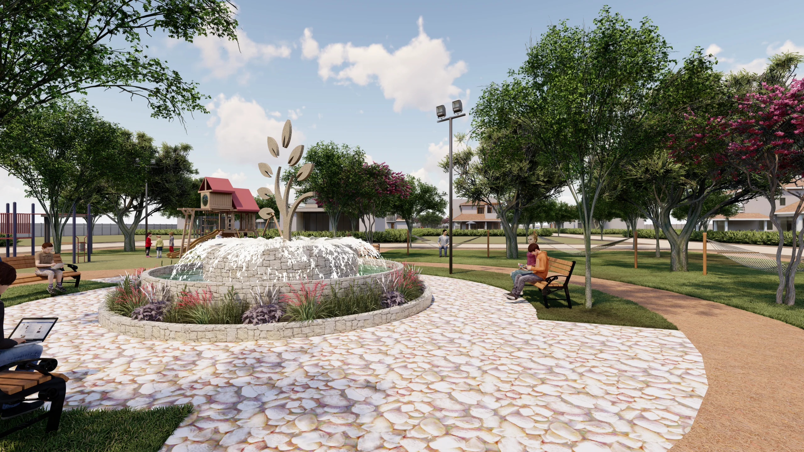 Pileta ornamental del parque central